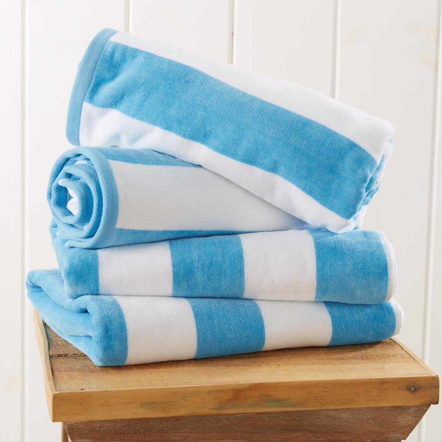 Cotton Velour Cabana Stripe Beach Towel
