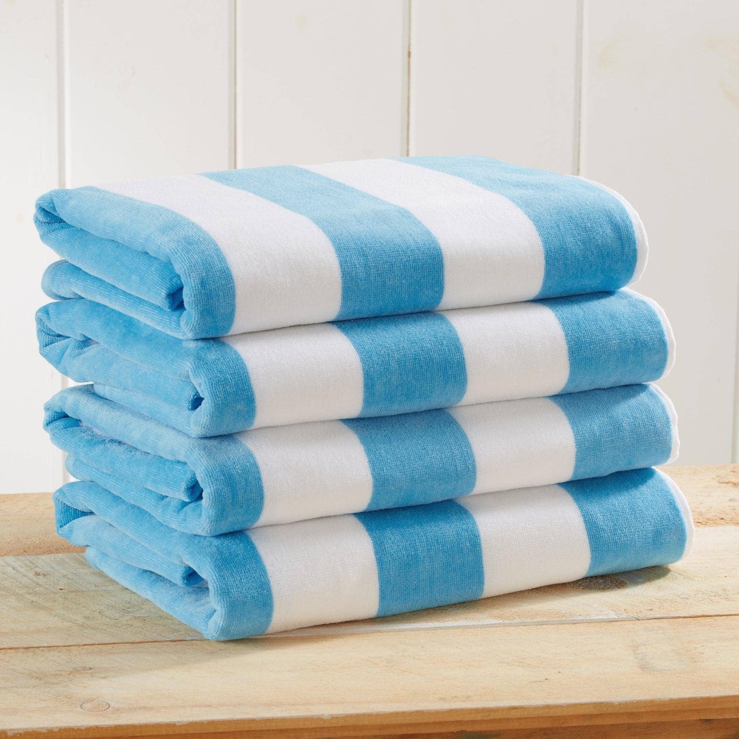 Cotton Velour Cabana Stripe Beach Towel