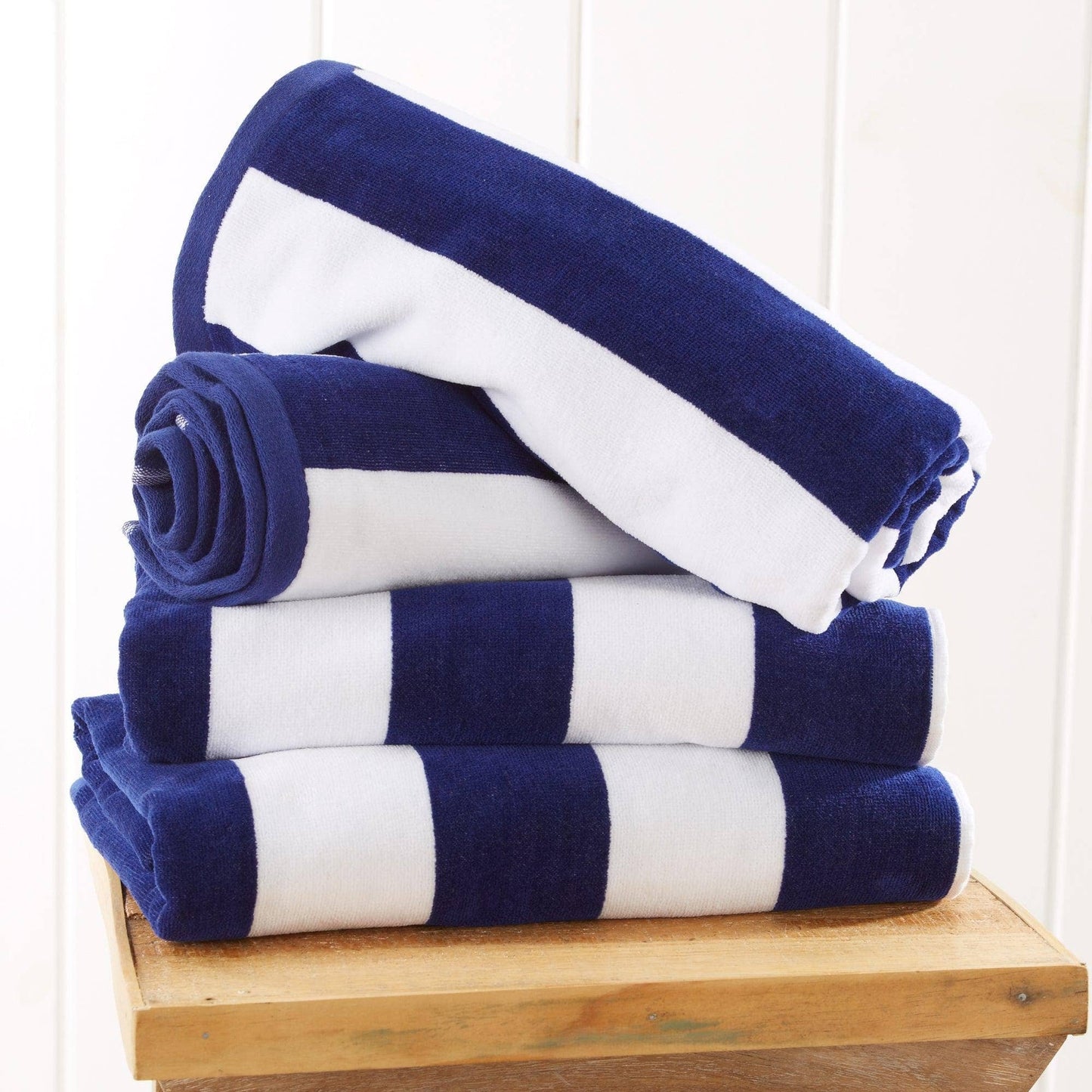Cotton Velour Cabana Stripe Beach Towel