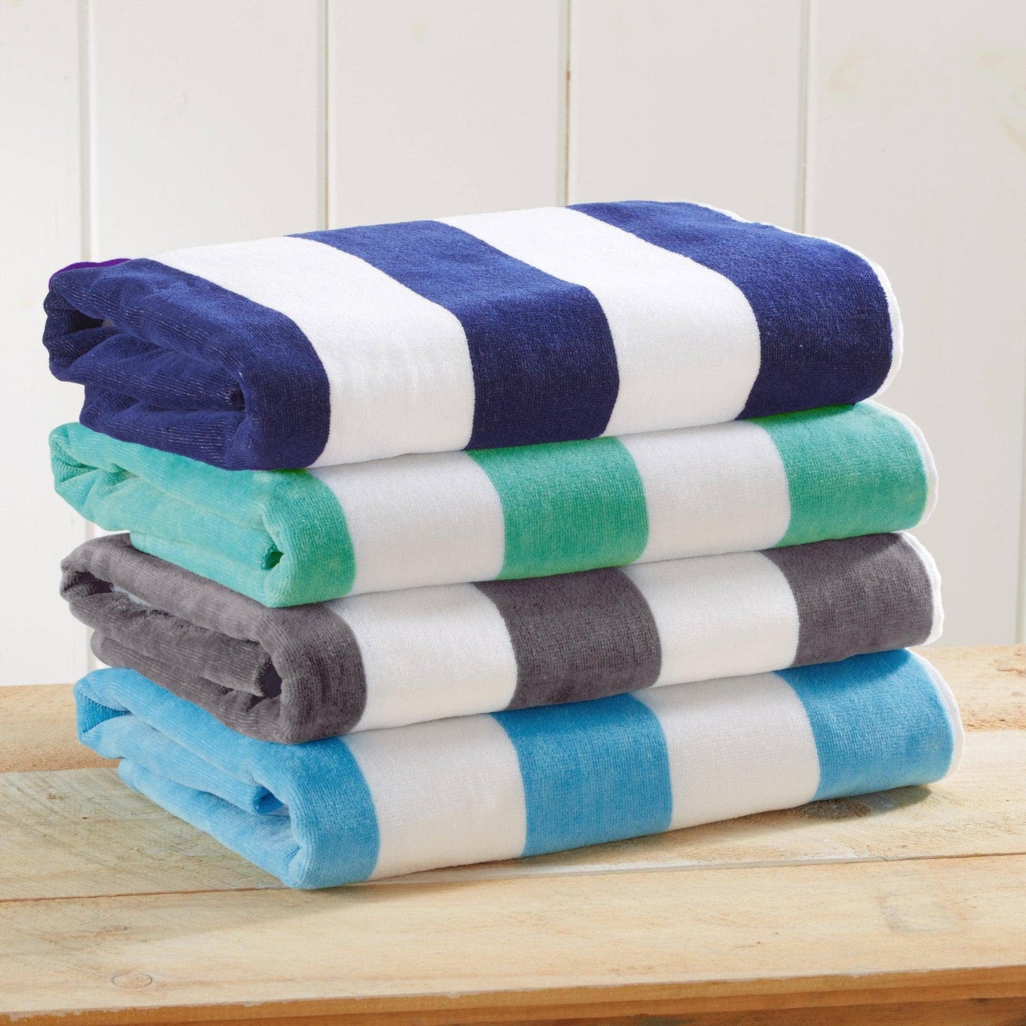 Cotton Velour Cabana Stripe Beach Towel
