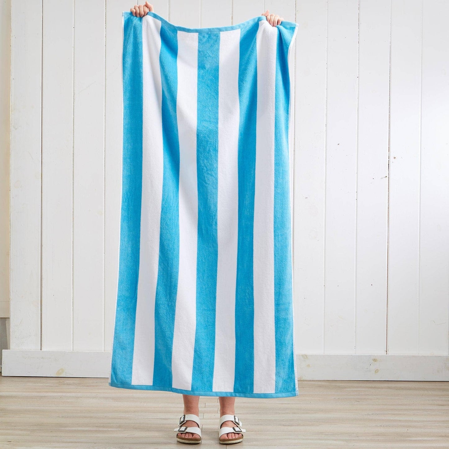 Cotton Velour Cabana Stripe Beach Towel