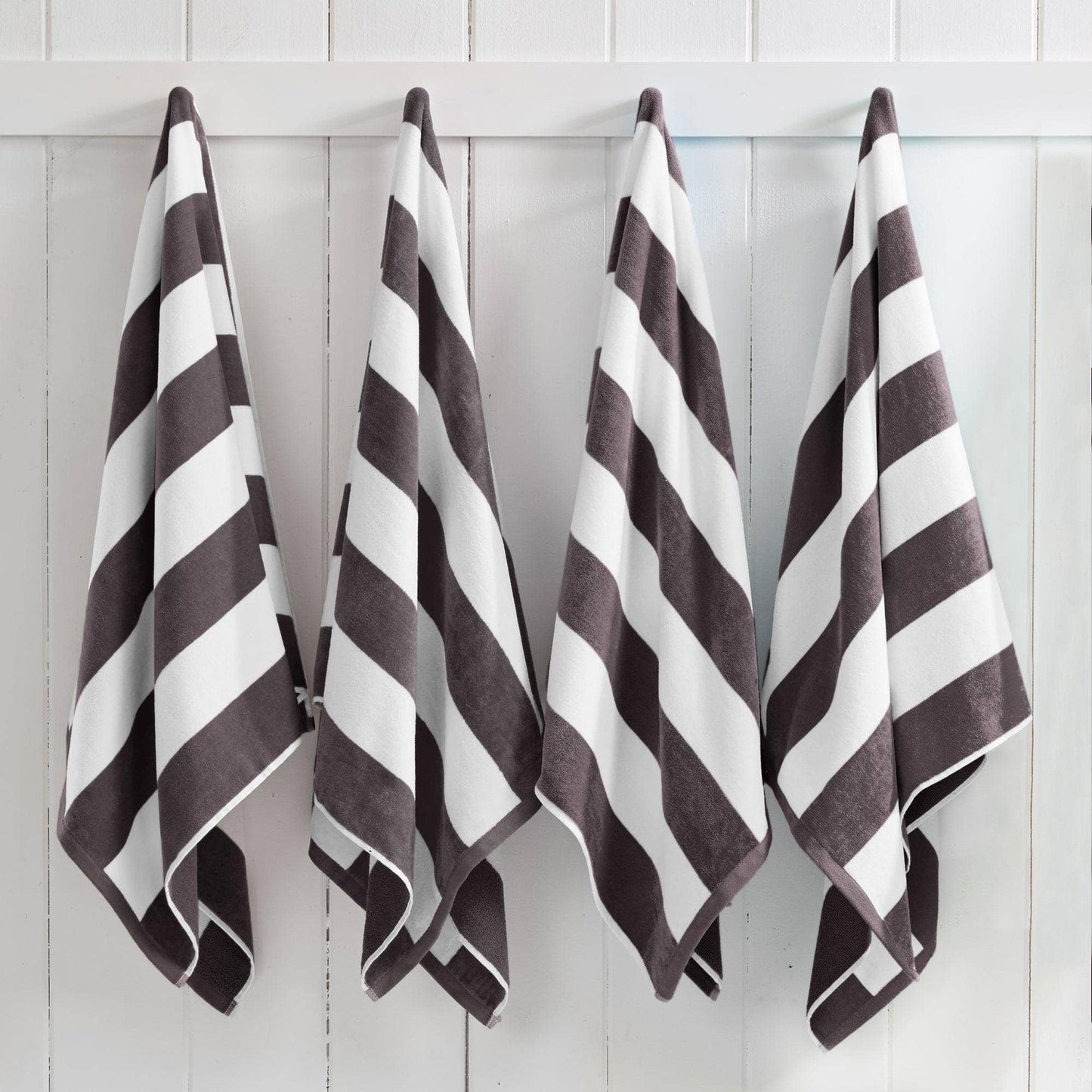 Cotton Velour Cabana Stripe Beach Towel