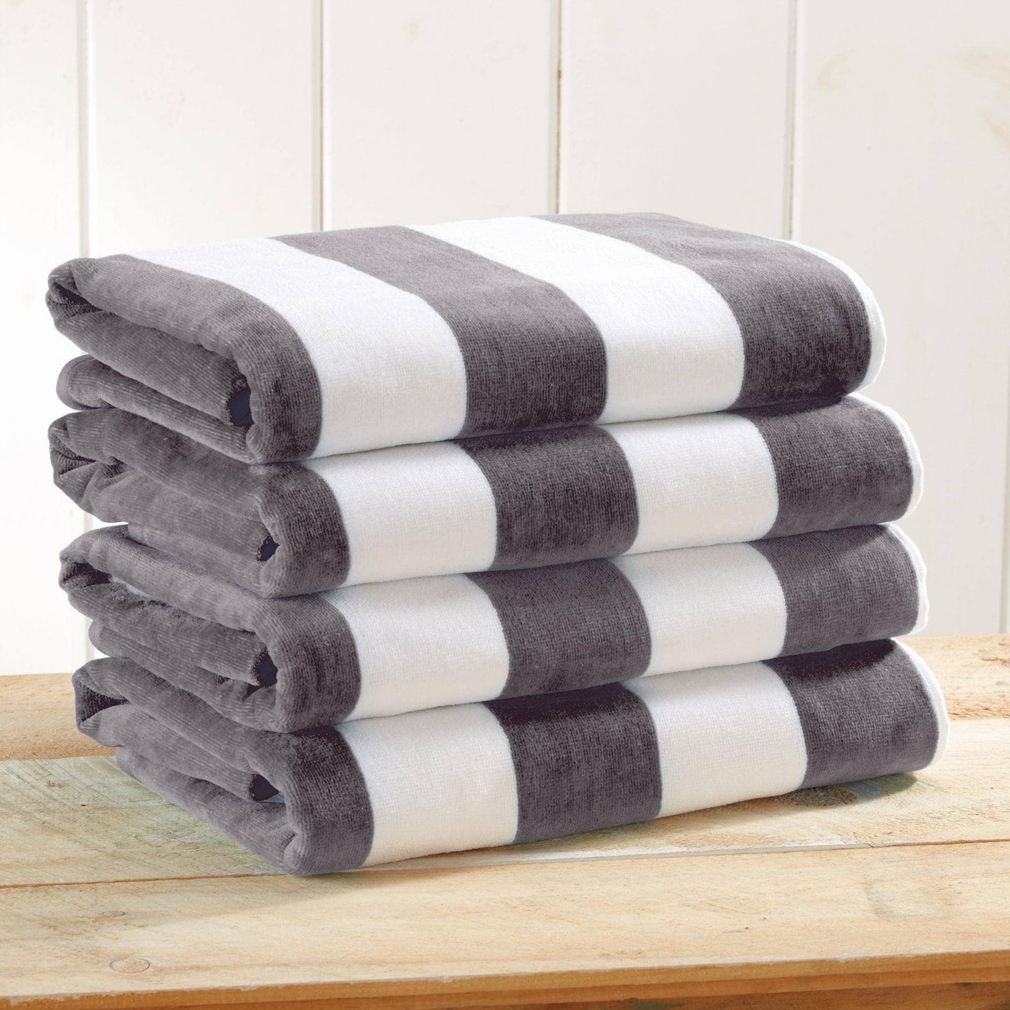 Cotton Velour Cabana Stripe Beach Towel