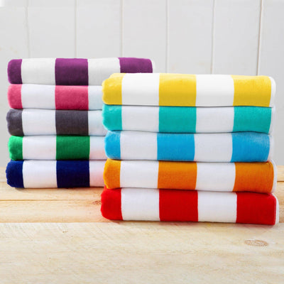Cotton Velour Cabana Stripe Beach Towel