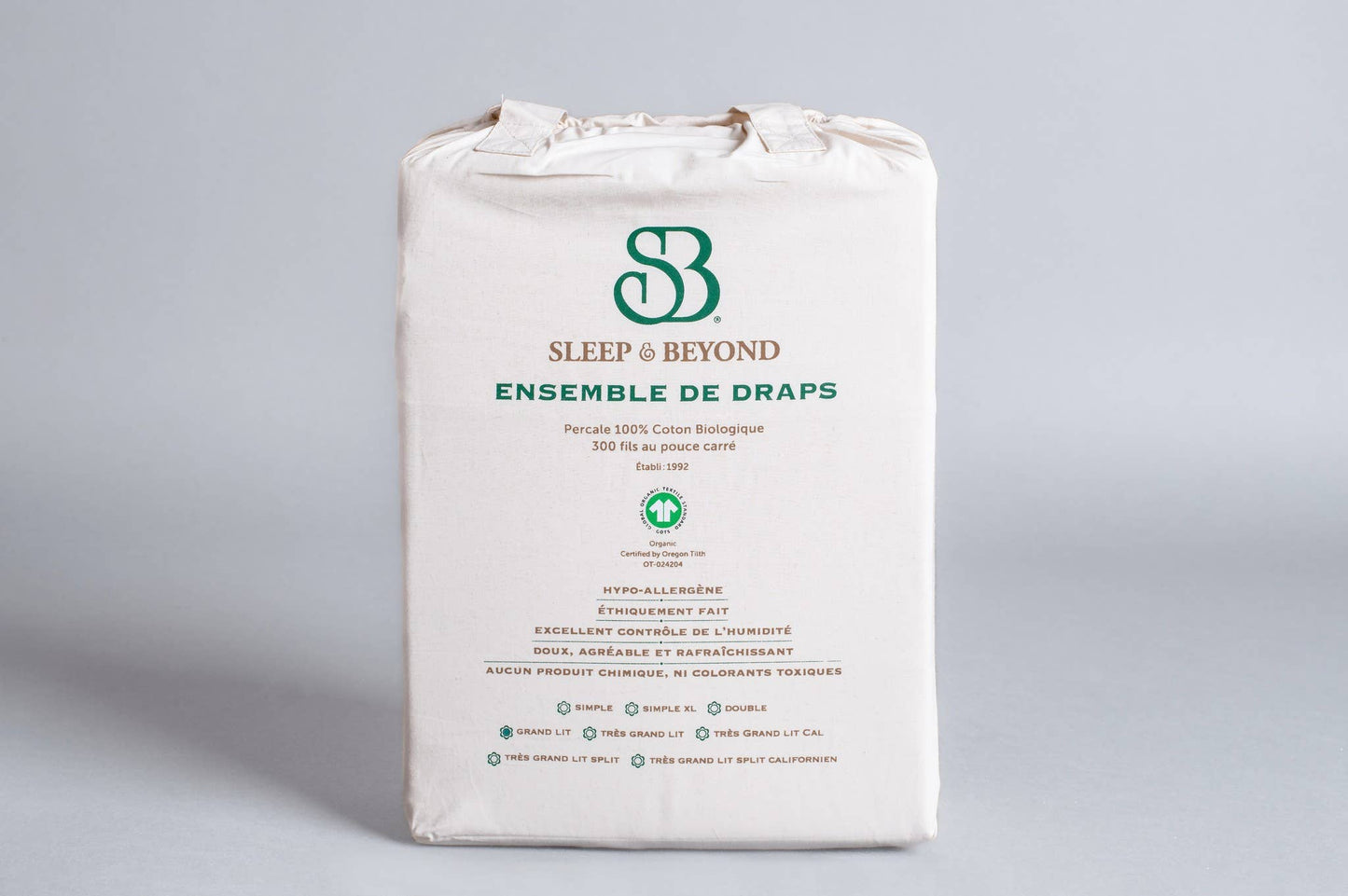 100% Organic Cotton 300TC Percale Sheet Set