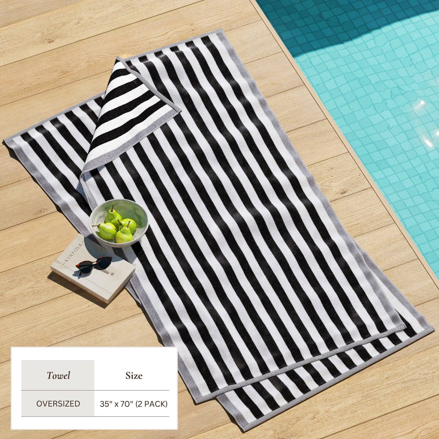 Oversized Striped Border Cabana Beach Towel