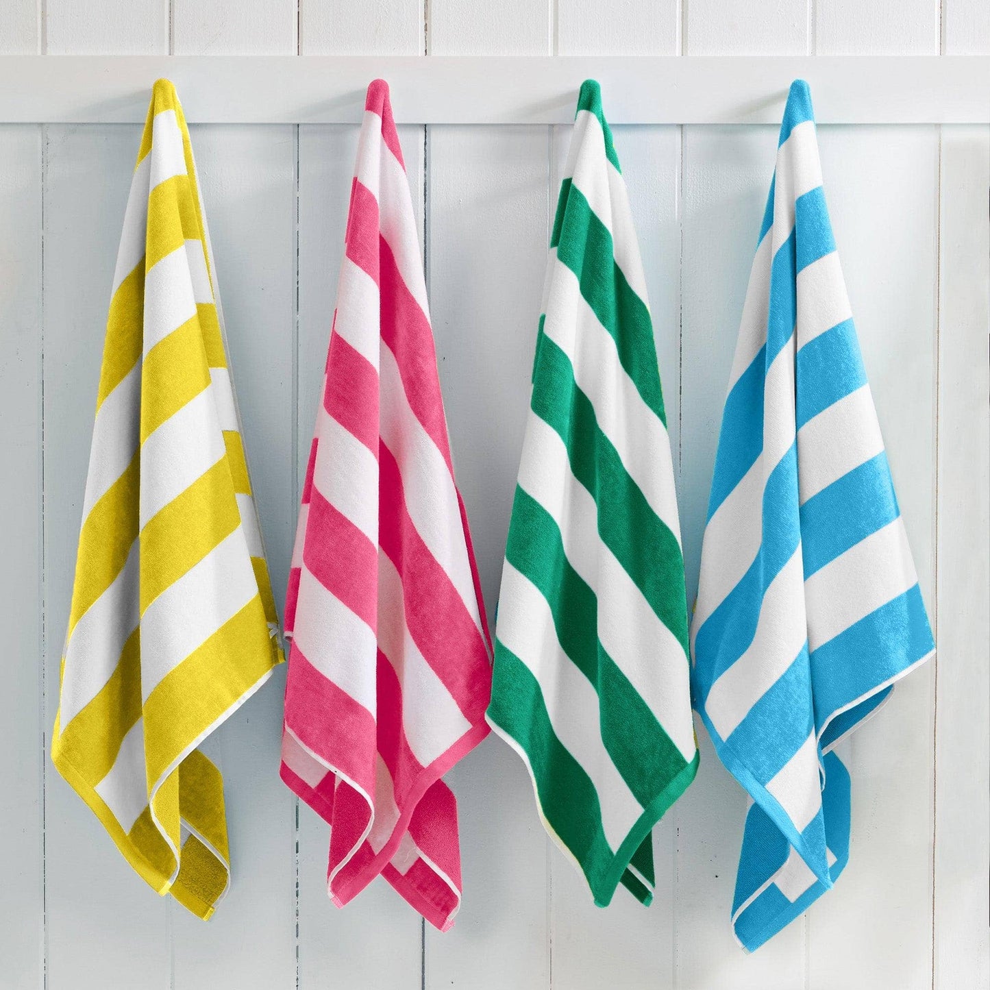 Cotton Velour Cabana Stripe Beach Towel