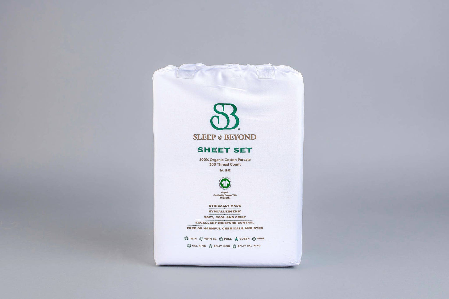100% Organic Cotton 300TC Percale Sheet Set