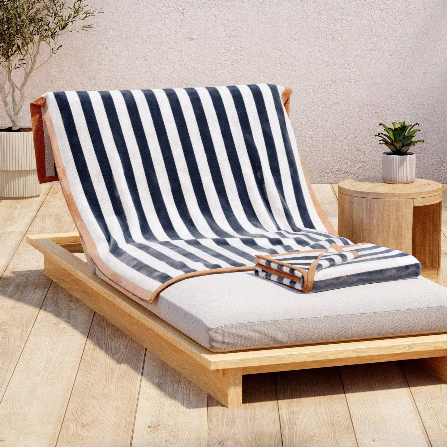 Oversized Striped Border Cabana Beach Towel