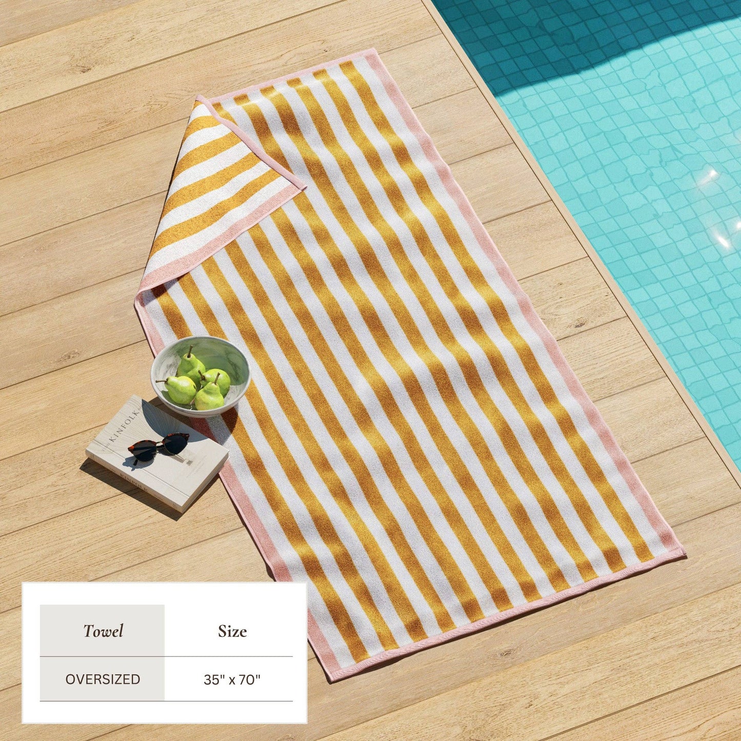 Oversized Striped Border Cabana Beach Towel