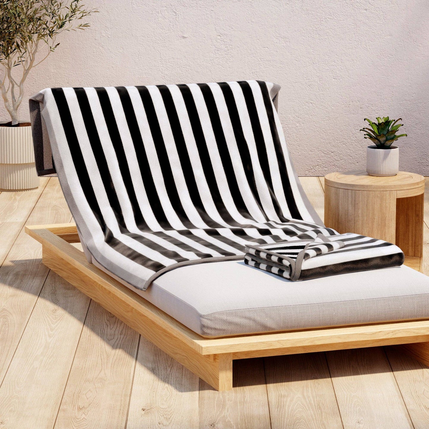 Oversized Striped Border Cabana Beach Towel