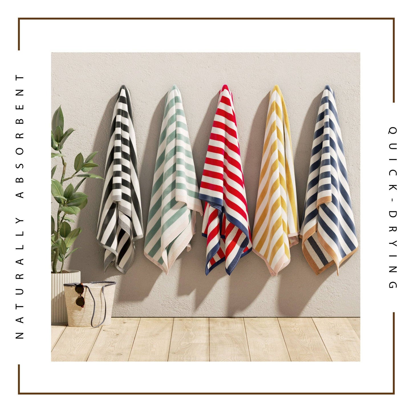 Oversized Striped Border Cabana Beach Towel