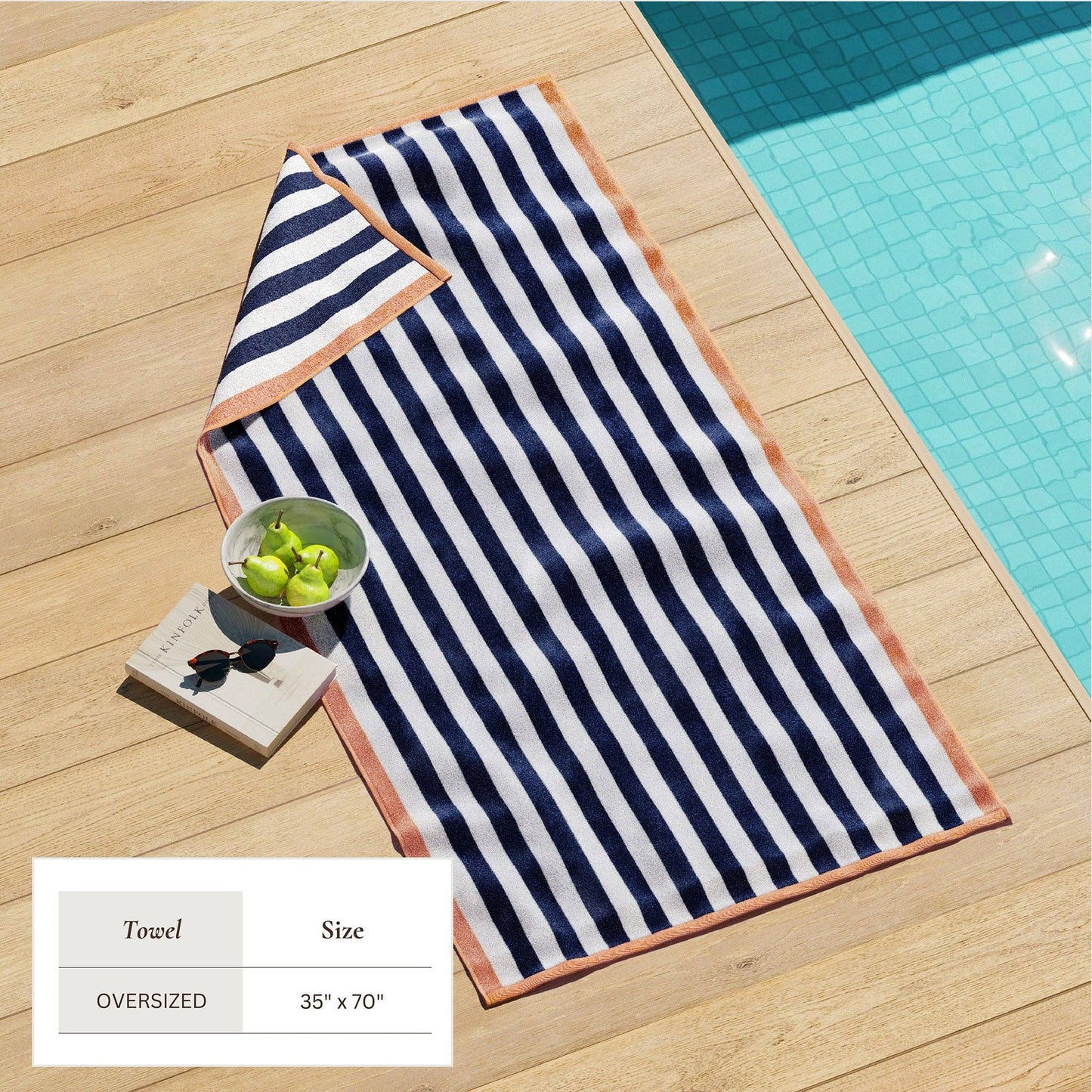 Oversized Striped Border Cabana Beach Towel