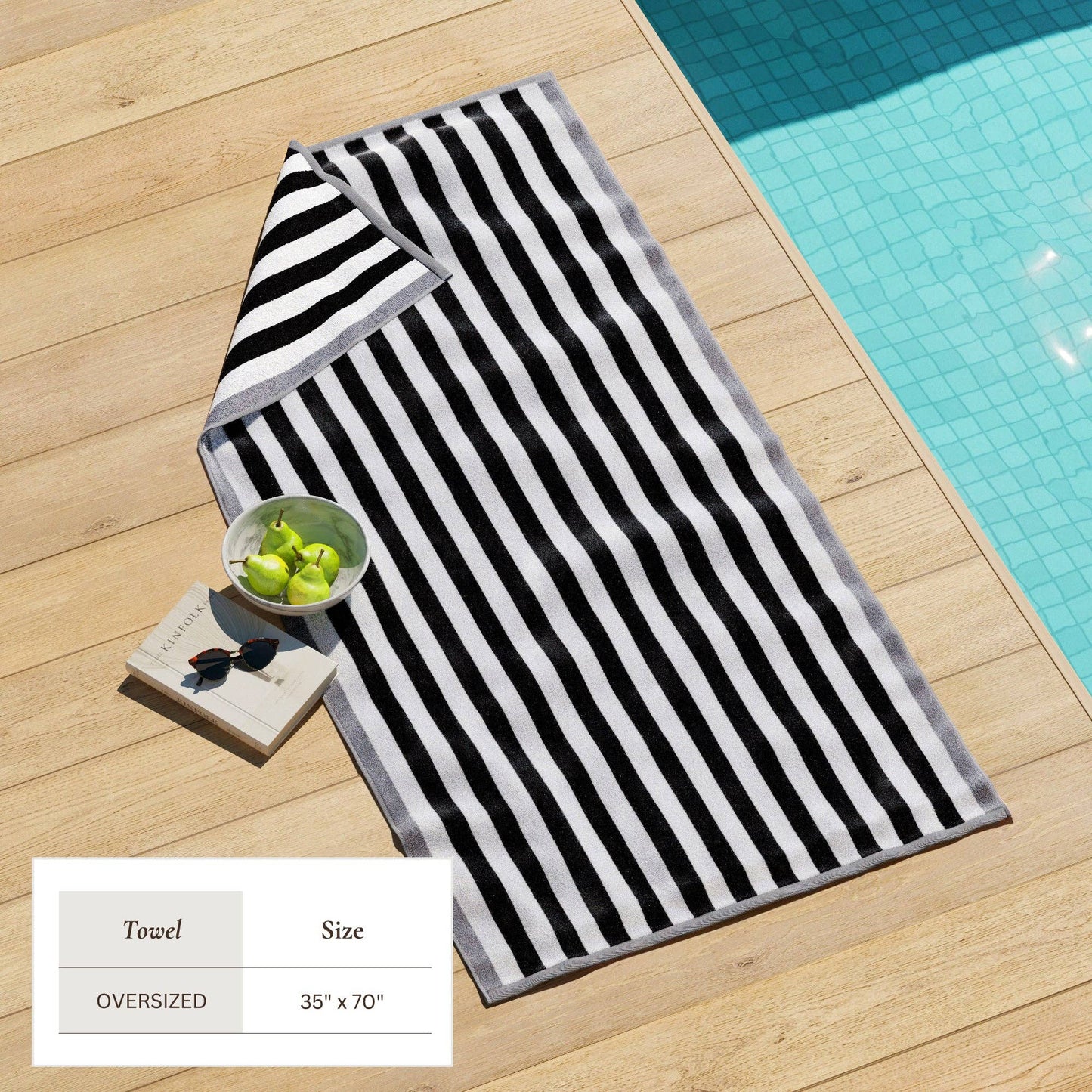 Oversized Striped Border Cabana Beach Towel