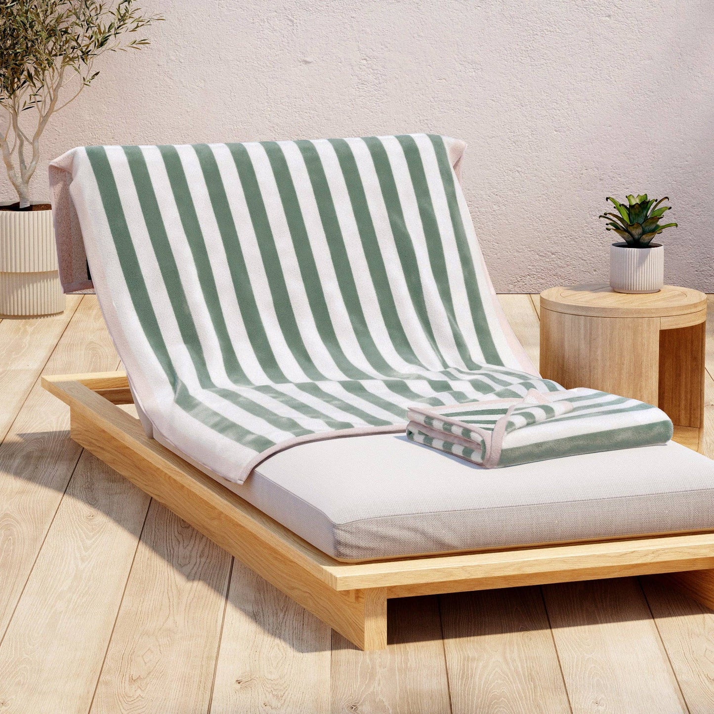 Oversized Striped Border Cabana Beach Towel