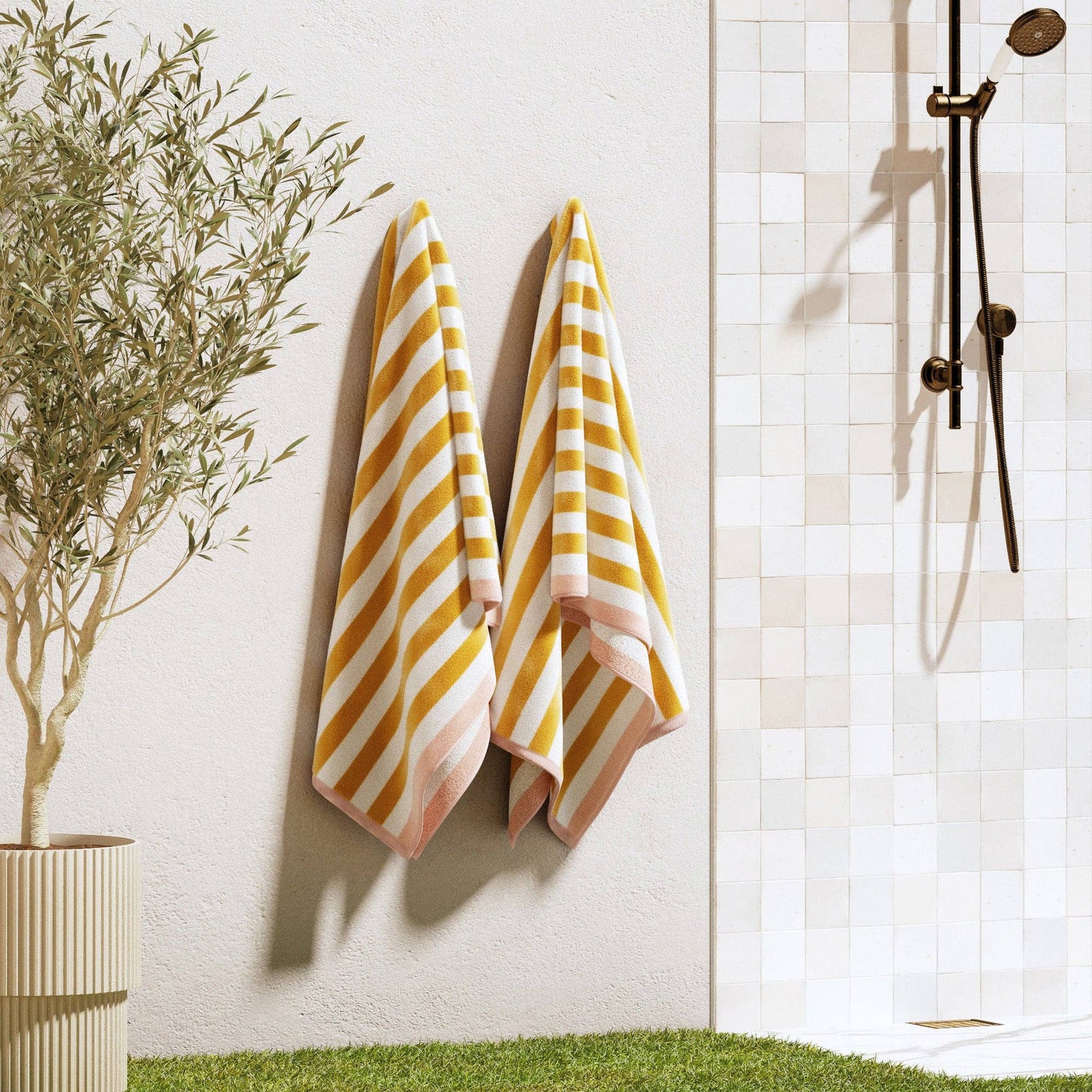 Oversized Striped Border Cabana Beach Towel