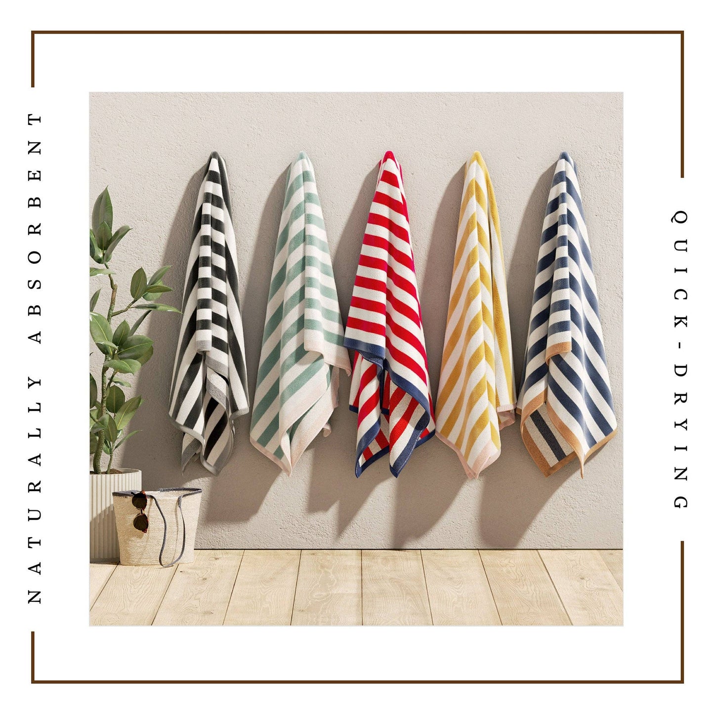 Oversized Striped Border Cabana Beach Towel