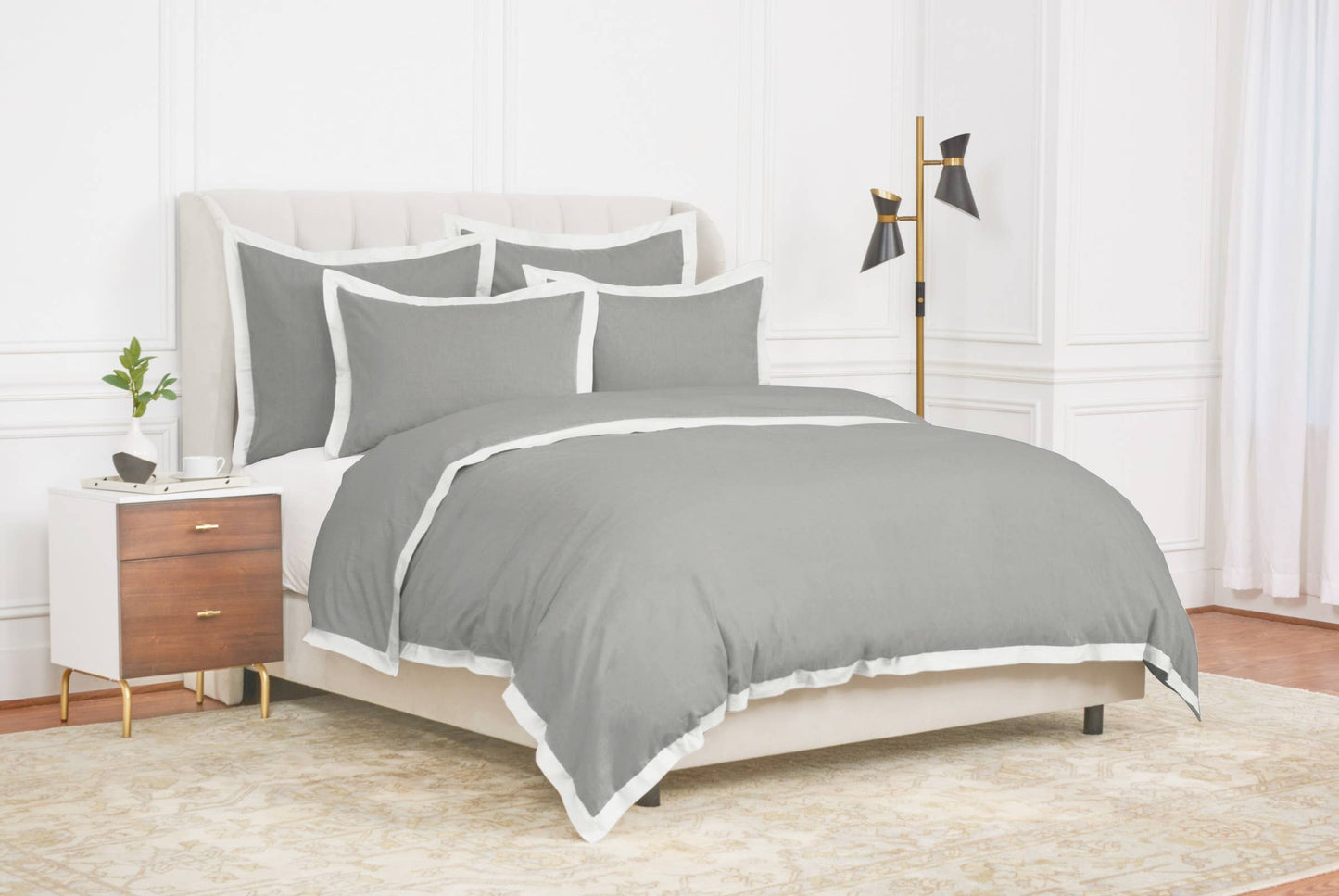 Digby Premium Cotton Duvet Cover Set with Contrast Border