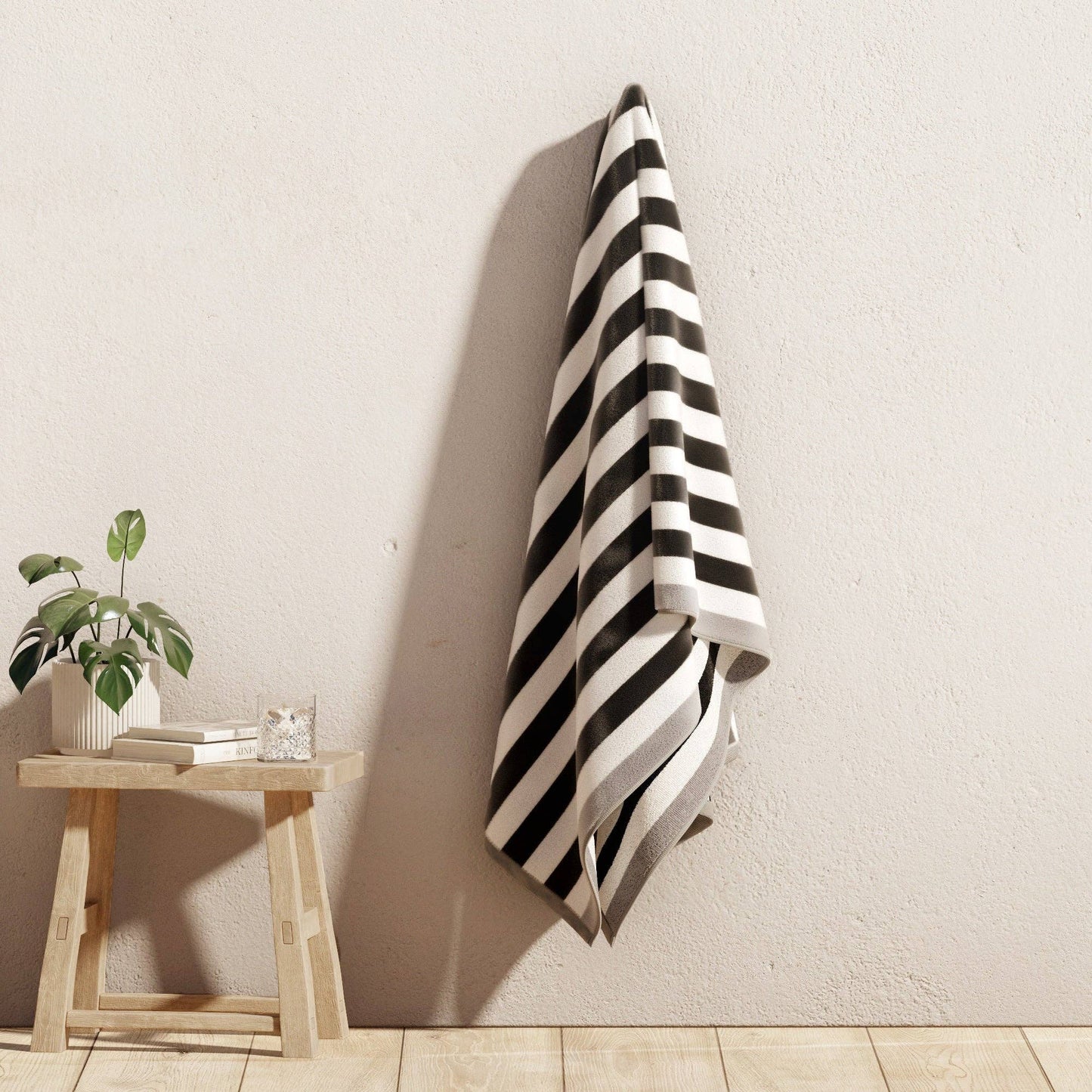 Oversized Striped Border Cabana Beach Towel