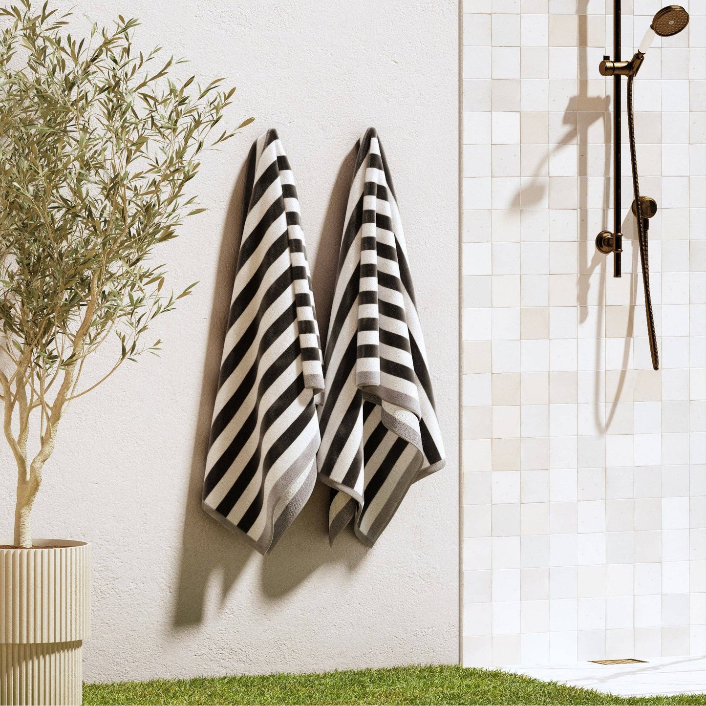 Oversized Striped Border Cabana Beach Towel