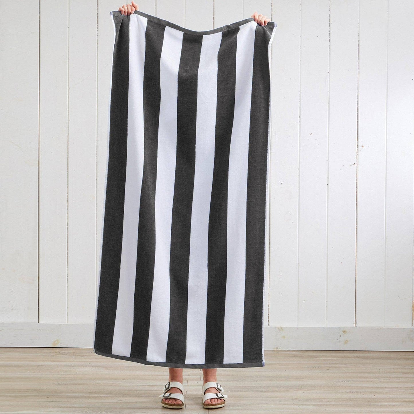 Cotton Velour Cabana Stripe Beach Towel