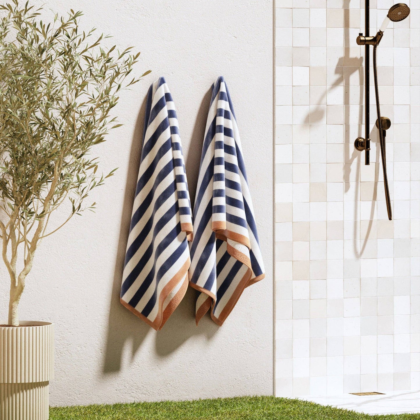 Oversized Striped Border Cabana Beach Towel