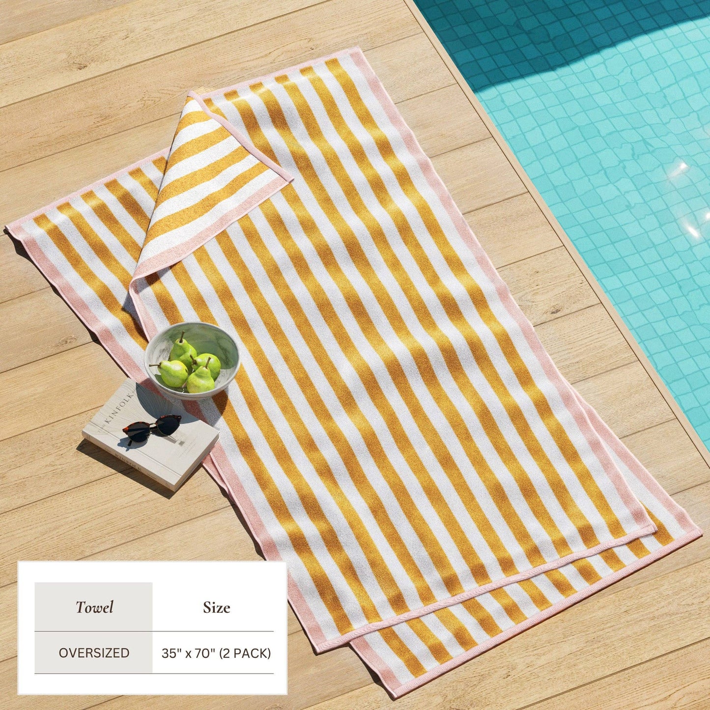Oversized Striped Border Cabana Beach Towel