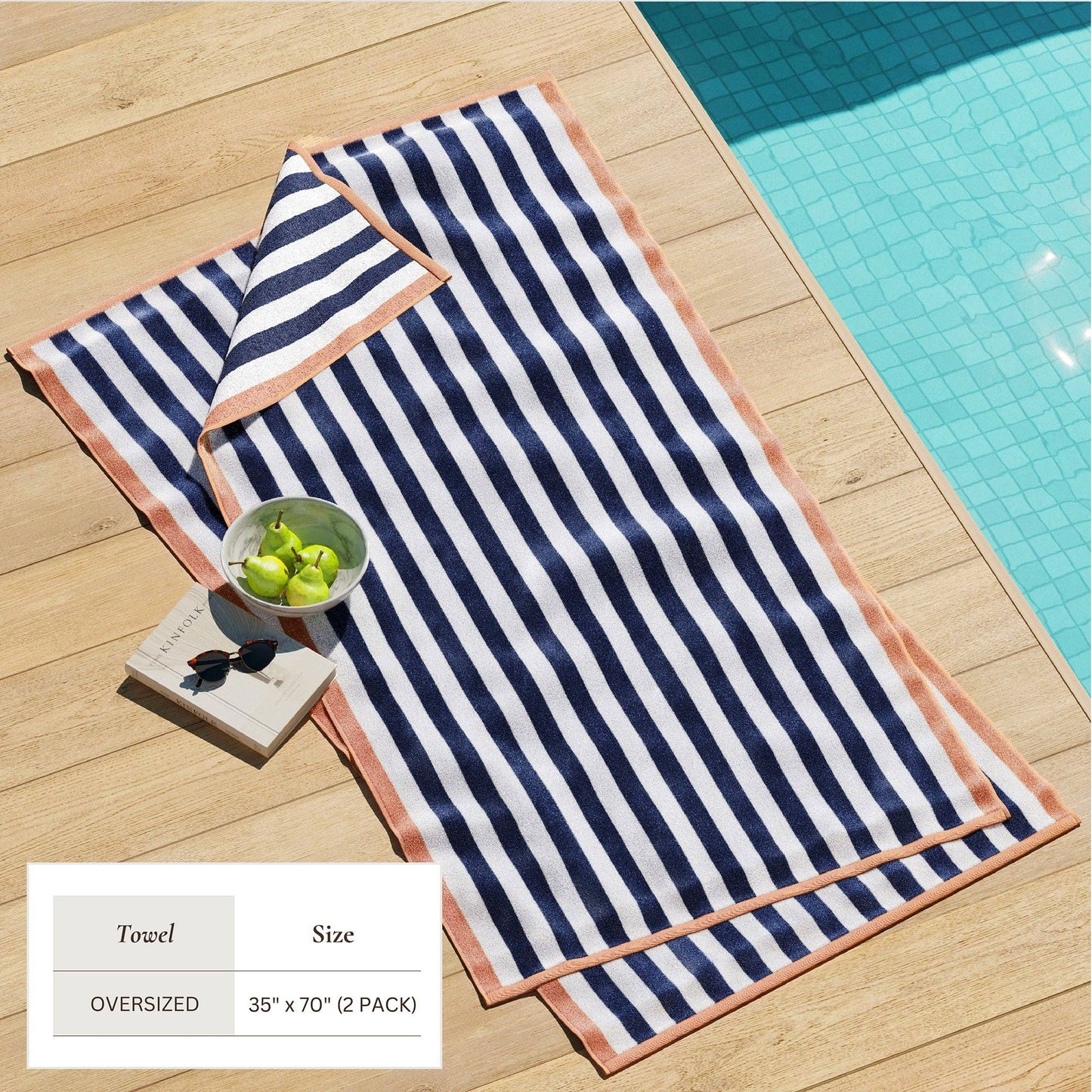 Oversized Striped Border Cabana Beach Towel